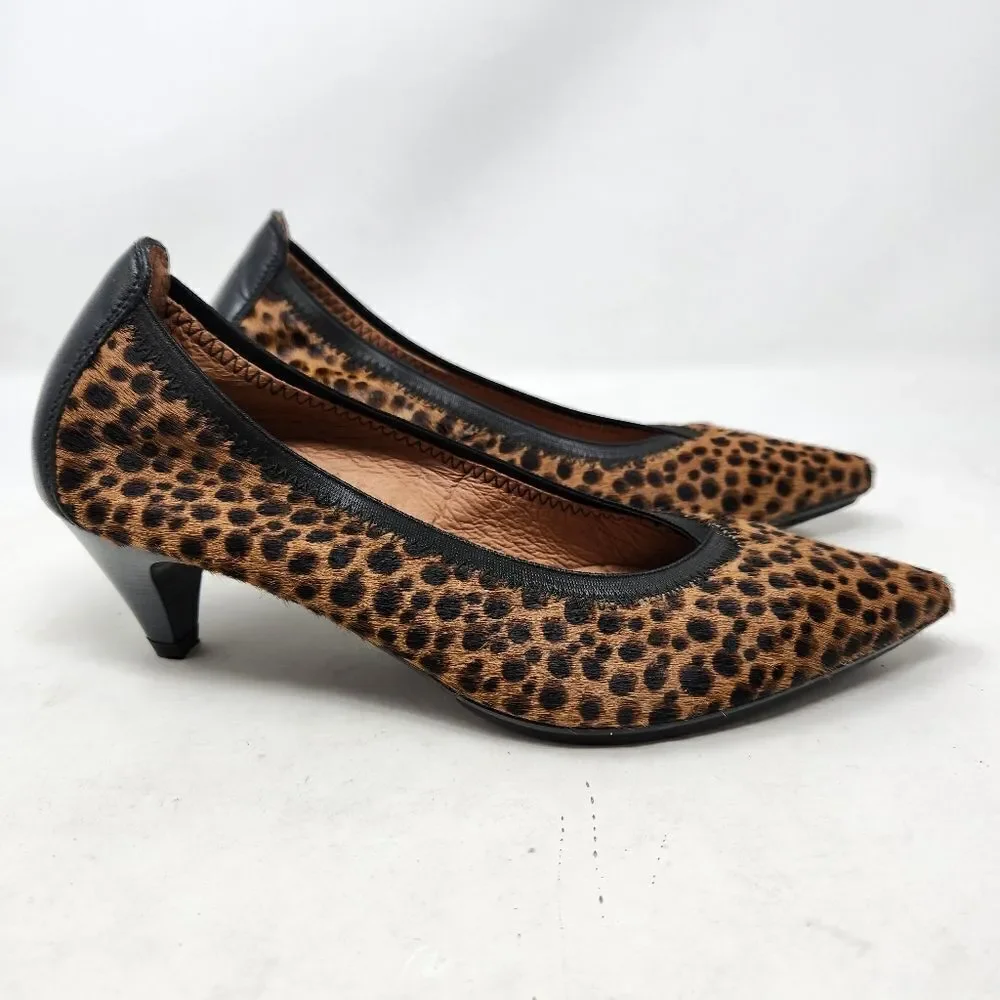 HISPANITAS Calf Hair Cheetah‎ Print Kitten Heels Size 36